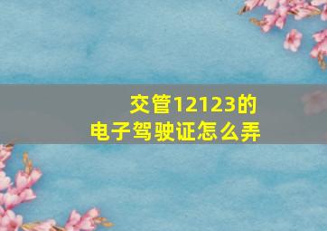 交管12123的电子驾驶证怎么弄