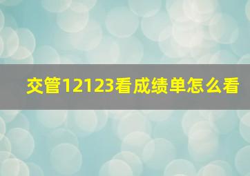 交管12123看成绩单怎么看