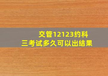 交管12123约科三考试多久可以出结果