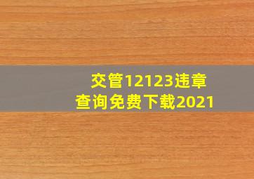 交管12123违章查询免费下载2021