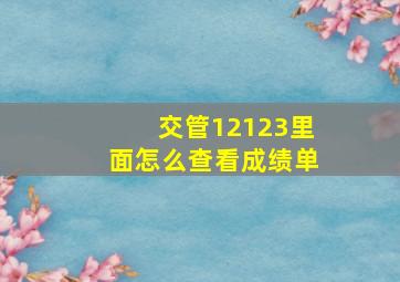 交管12123里面怎么查看成绩单