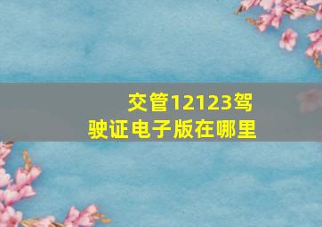 交管12123驾驶证电子版在哪里