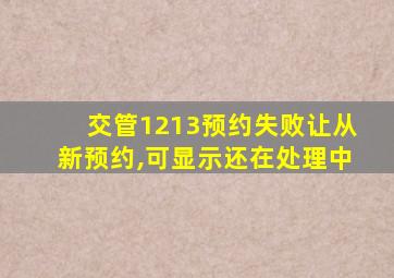 交管1213预约失败让从新预约,可显示还在处理中