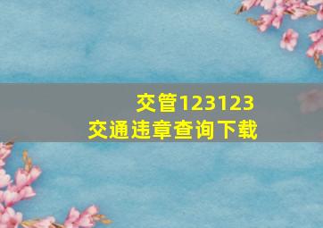 交管123123交通违章查询下载