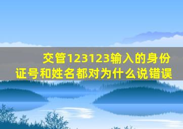 交管123123输入的身份证号和姓名都对为什么说错误