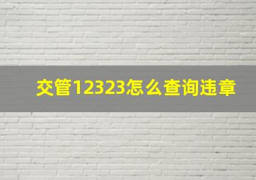 交管12323怎么查询违章