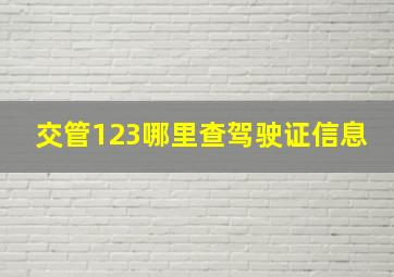 交管123哪里查驾驶证信息