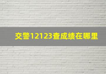 交警12123查成绩在哪里