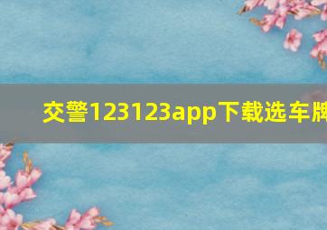 交警123123app下载选车牌