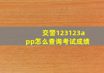 交警123123app怎么查询考试成绩