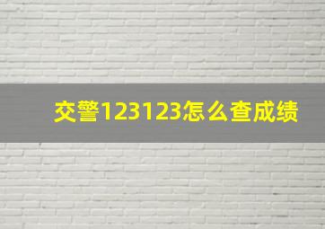 交警123123怎么查成绩