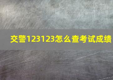 交警123123怎么查考试成绩