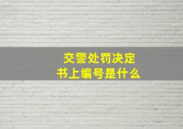 交警处罚决定书上编号是什么