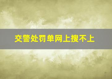 交警处罚单网上搜不上