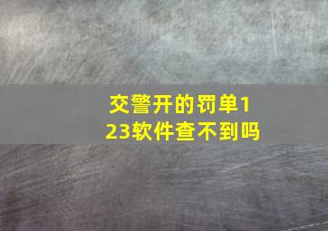 交警开的罚单123软件查不到吗