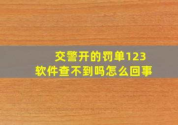 交警开的罚单123软件查不到吗怎么回事