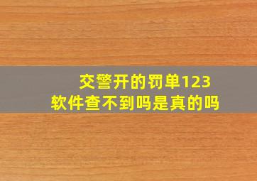 交警开的罚单123软件查不到吗是真的吗