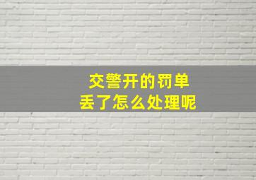 交警开的罚单丢了怎么处理呢