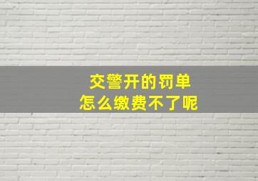 交警开的罚单怎么缴费不了呢