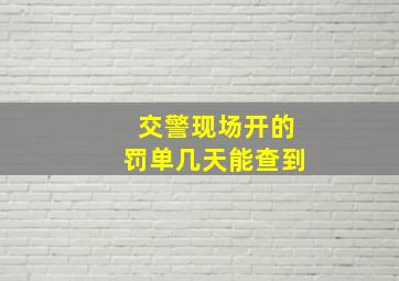 交警现场开的罚单几天能查到