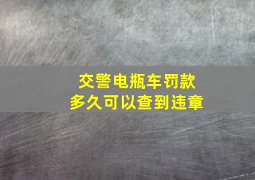 交警电瓶车罚款多久可以查到违章