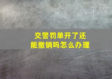 交警罚单开了还能撤销吗怎么办理