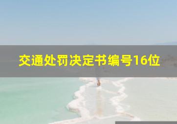 交通处罚决定书编号16位