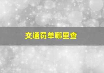 交通罚单哪里查