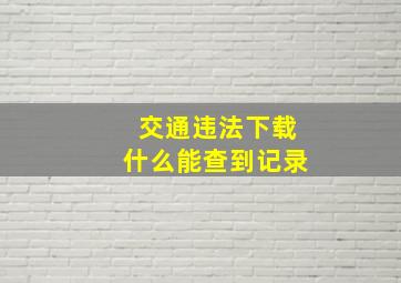 交通违法下载什么能查到记录