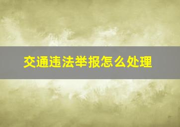 交通违法举报怎么处理