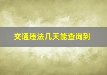 交通违法几天能查询到