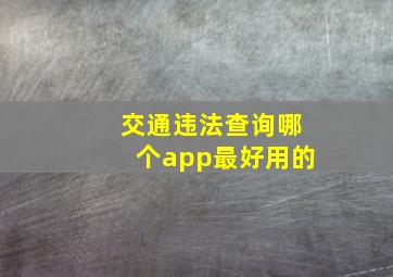 交通违法查询哪个app最好用的