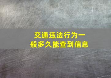 交通违法行为一般多久能查到信息