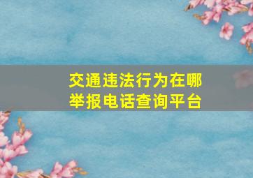 交通违法行为在哪举报电话查询平台