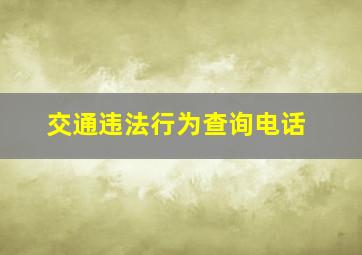 交通违法行为查询电话