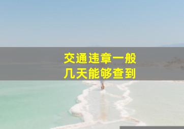 交通违章一般几天能够查到