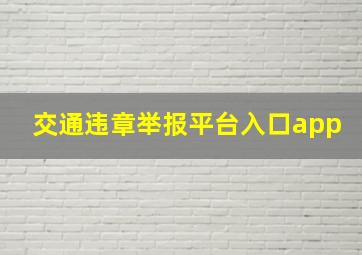 交通违章举报平台入口app