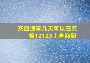 交通违章几天可以在交管12123上查询到