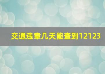 交通违章几天能查到12123