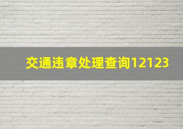 交通违章处理查询12123