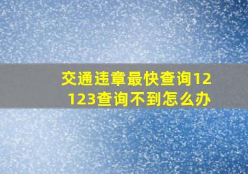 交通违章最快查询12123查询不到怎么办