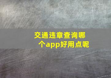 交通违章查询哪个app好用点呢