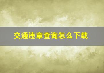 交通违章查询怎么下载