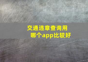 交通违章查询用哪个app比较好