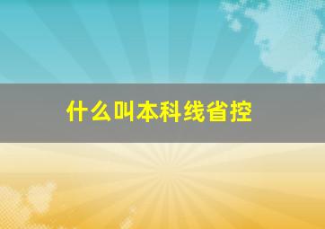 什么叫本科线省控