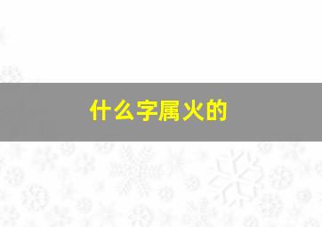 什么字属火的