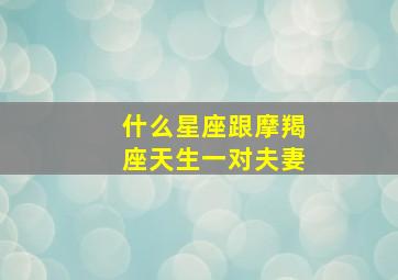 什么星座跟摩羯座天生一对夫妻