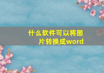 什么软件可以将图片转换成word