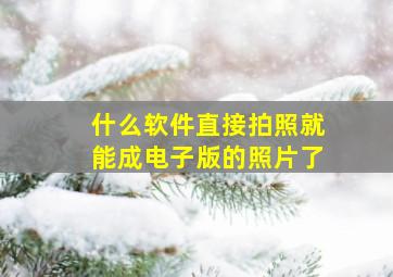 什么软件直接拍照就能成电子版的照片了