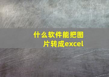 什么软件能把图片转成excel